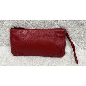 SIGRID OLSEN red leather wristlet  with zipper closure